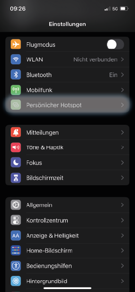 Schritt 2 - Persönlicher Hotspot 