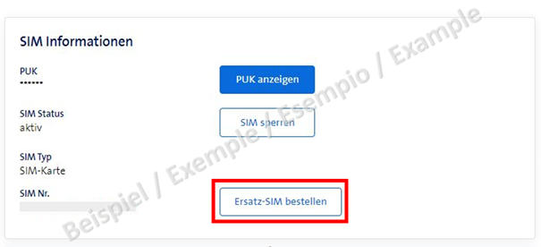 Bestellmaske eines Telefon-Providers. Eine Ersatz-SIM zu bestellen ist nach einem Login einfach