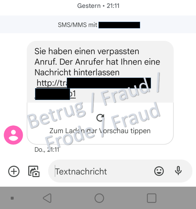 SMS mit dem Link auf den Banking-Trojaner