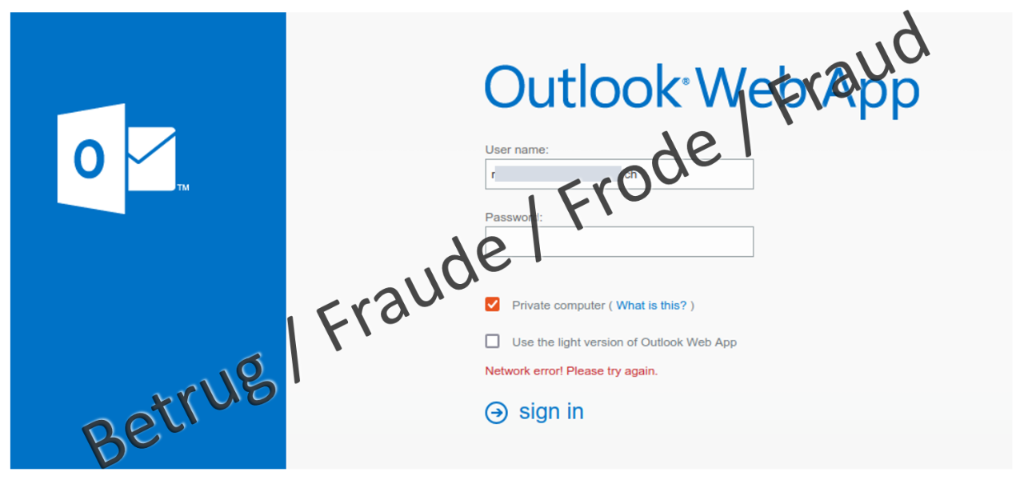 Fake login window for phishing Office 365 login credentials – it is virtually impossible to distinguish it from a genuine login window