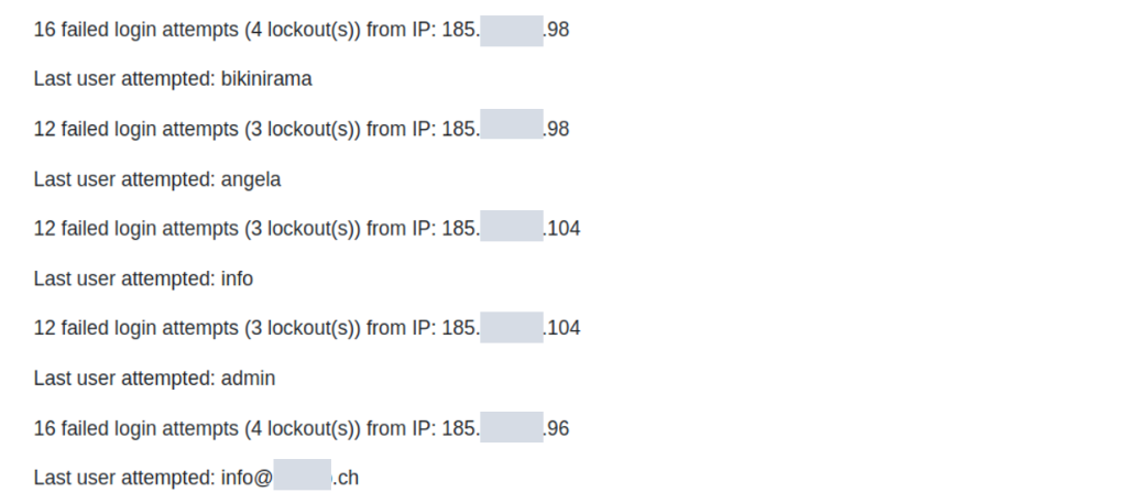 Excerpt from a log file showing a credential stuffing attempt