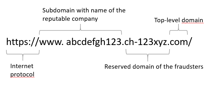 Structure of a fraudulent domain in use
