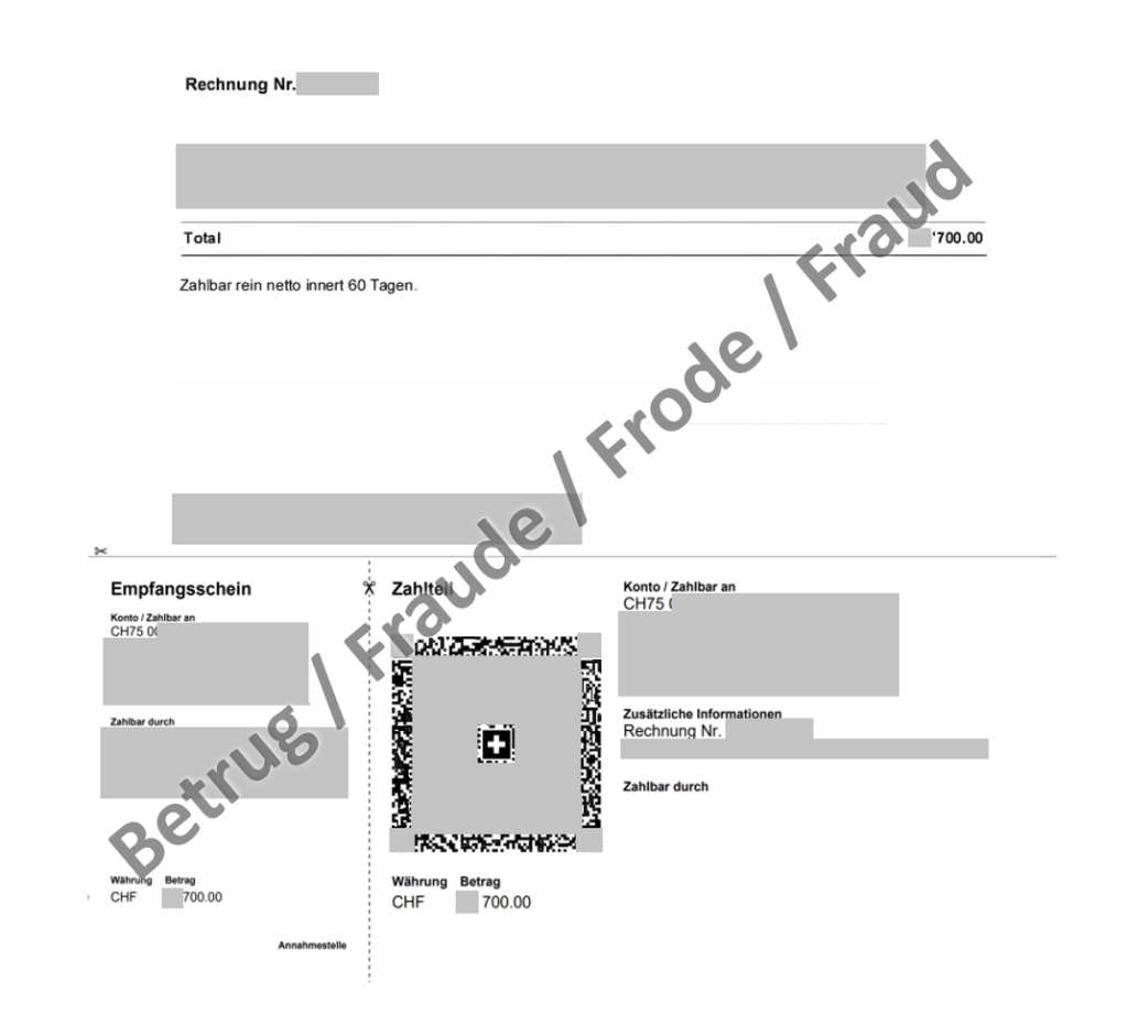 Remarkably authentic-looking invoice. The fraudsters manipulated the IBAN and QR code.