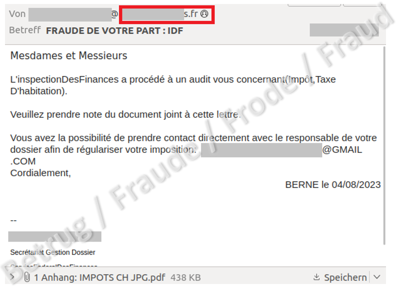 Threatening emails are often sent via hacked French university email accounts. This is also the case with the current variant.
