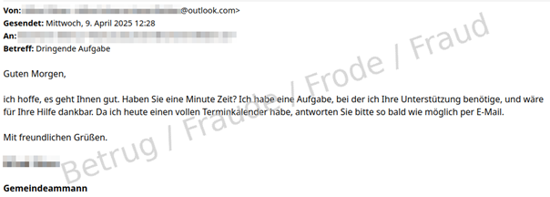 Another example of requests supposedly from senior local government officials.