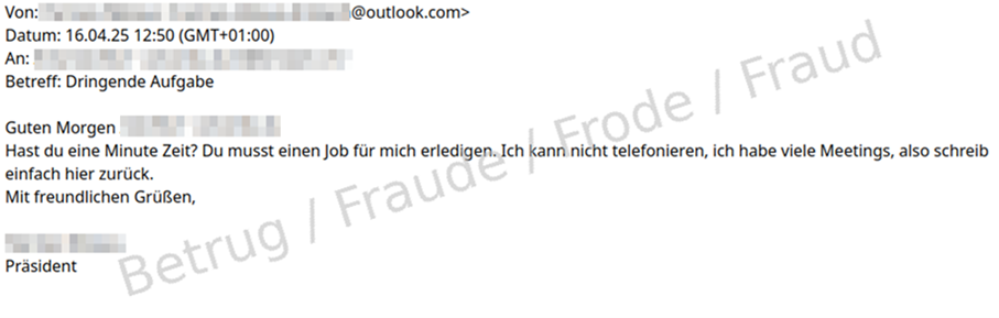 An example of a request supposedly from senior local government officials.