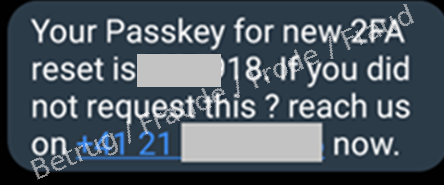 SMS used in a scam attempt.  