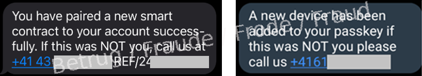 SMS used in other versions of the same type of scam.