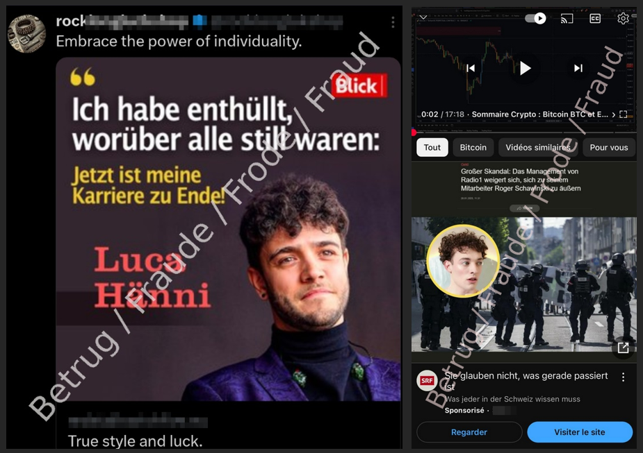 Scam ads on X and YouTube 