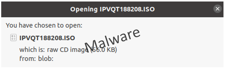 À l'ouverture du fichier HTML, la notification concernant le téléchargement d'un fichier ISO apparaît. 