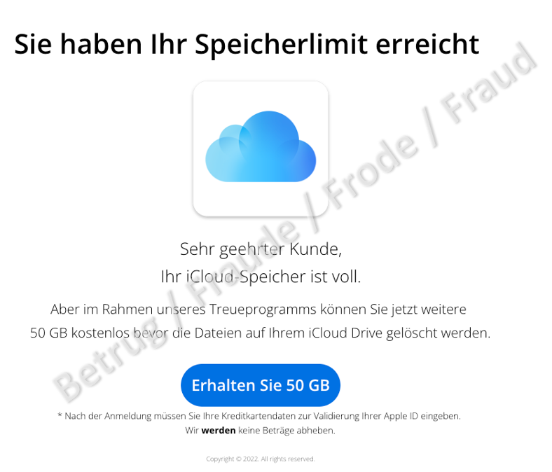 Avertissement selon lequel l'espace de stockage iCloud est plein et 50 GB de mémoire supplémentaires sont offerts.