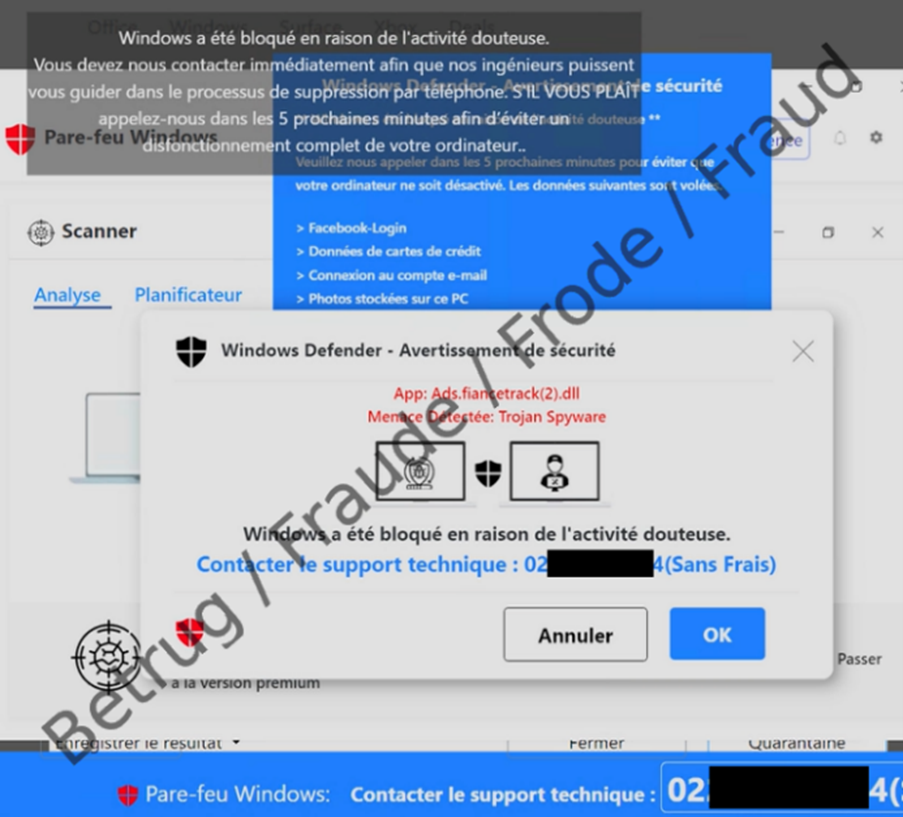 Esempio di pop-up sul dispositivo.